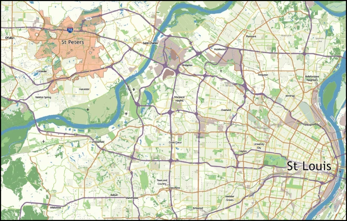 The Saint Louis, MO metro area with St.Peters
