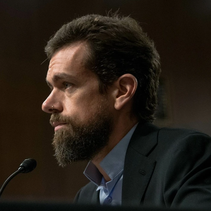 Jack Dorsey speaking at a Senate hearing in 2018
