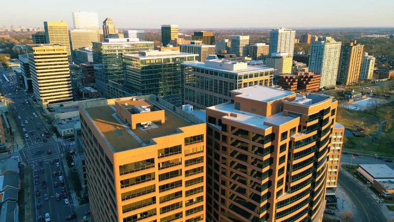 Aerial view of downtown Clayton