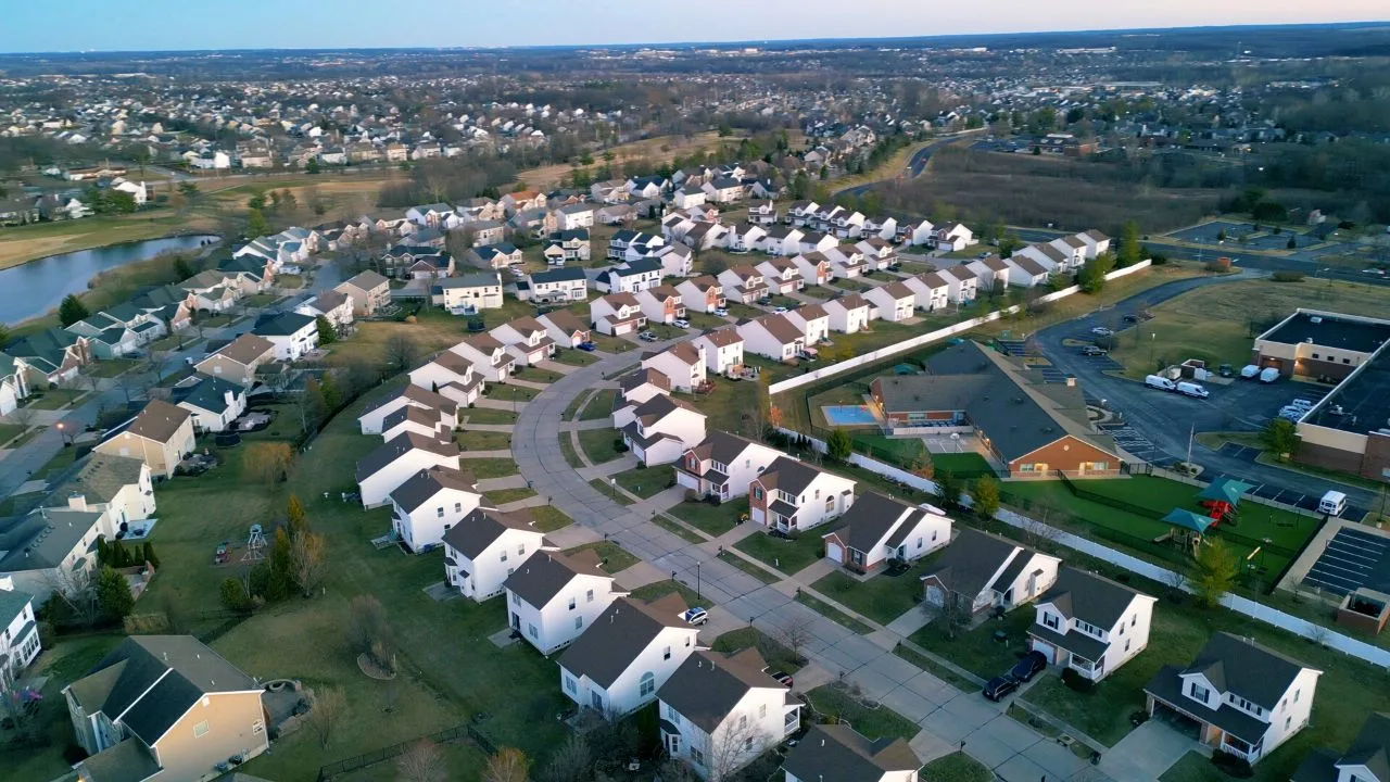 Rows of similar two-story homes in a subdivision near WingHaven, O'Fallon, MO