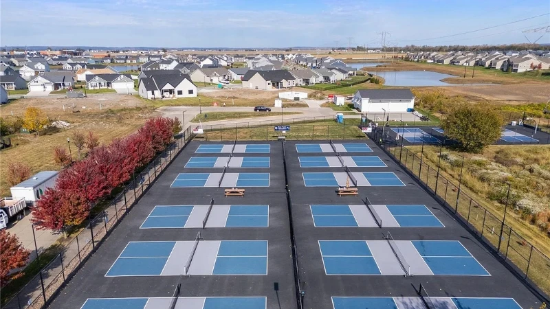The outdoor pickleball courts at New Town Pickleball