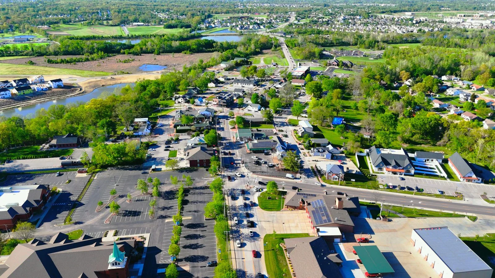 Aerial view of Old Town Cottleville, Missouri