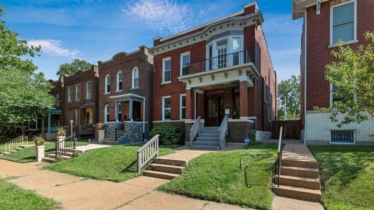 Brick homes on a residential street in Tower Grove South, St. Louis