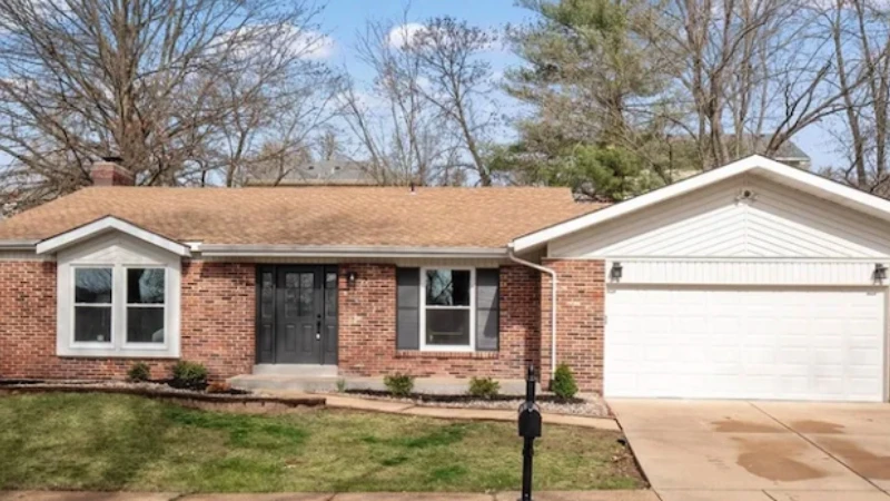 Brick ranch home with a two-car garage on the older 63017 side of Chesterfield