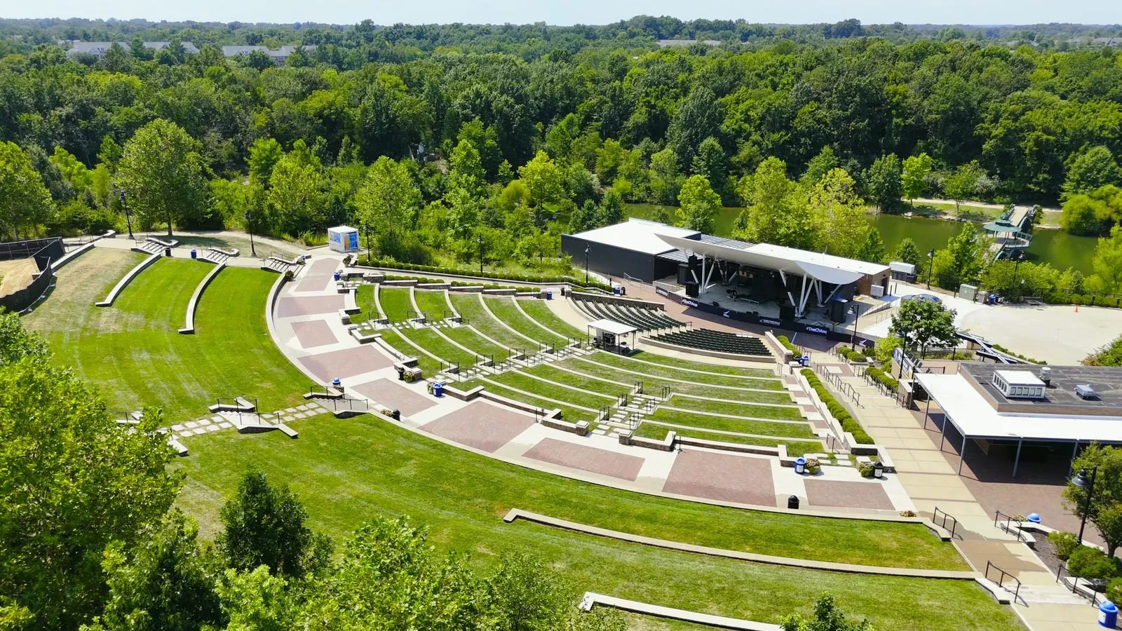 Aerial photo of the Chesterfield Amphitheater and Chesterfield Central Park