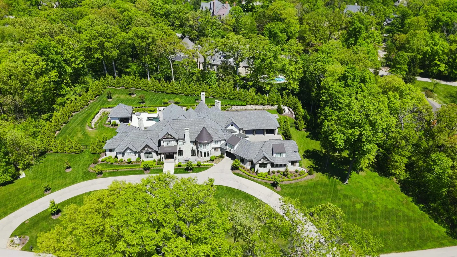 A custom estate home in Huntleigh listed at over five million dollars