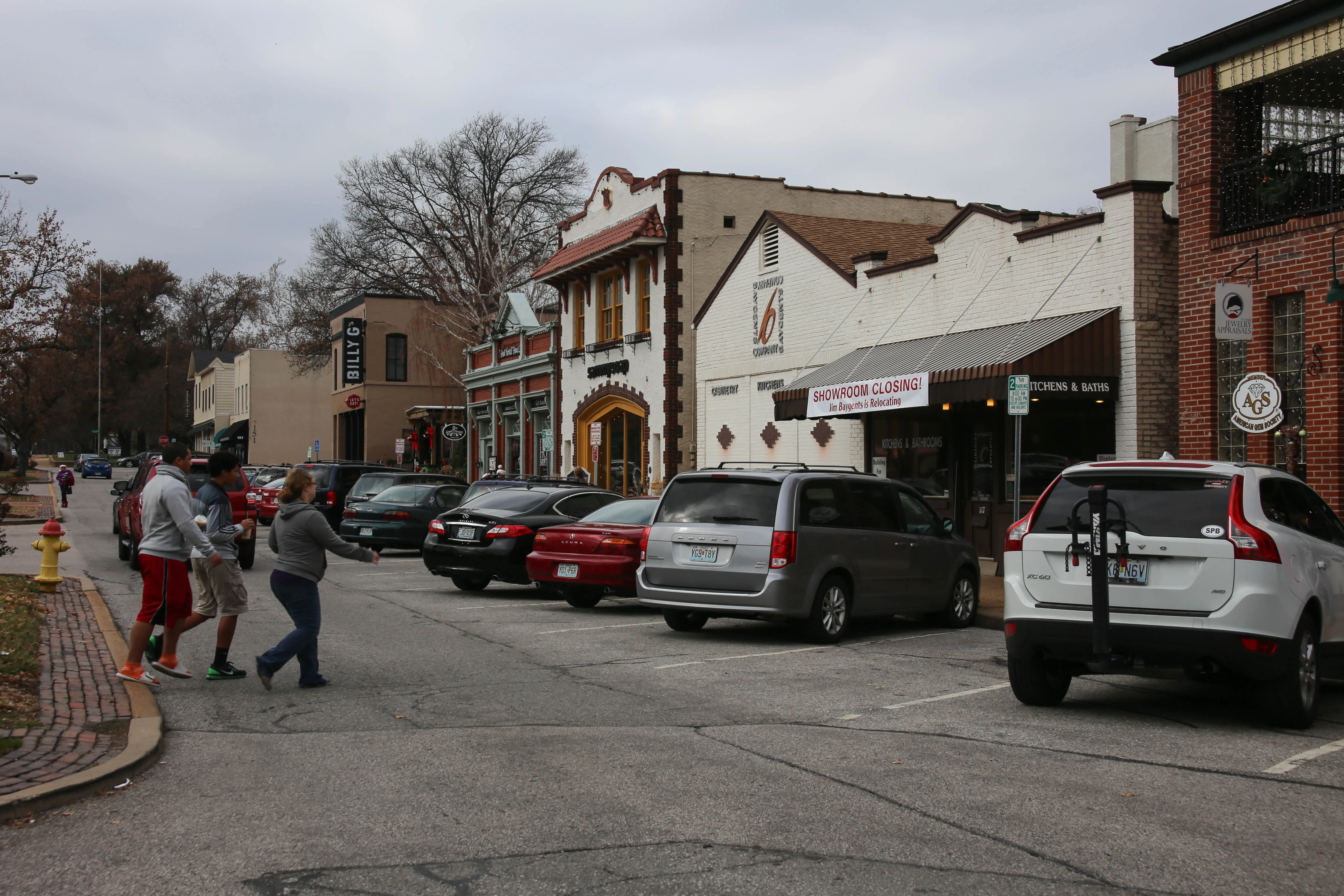 Downtown Kirkwood storefronts in December 2014
