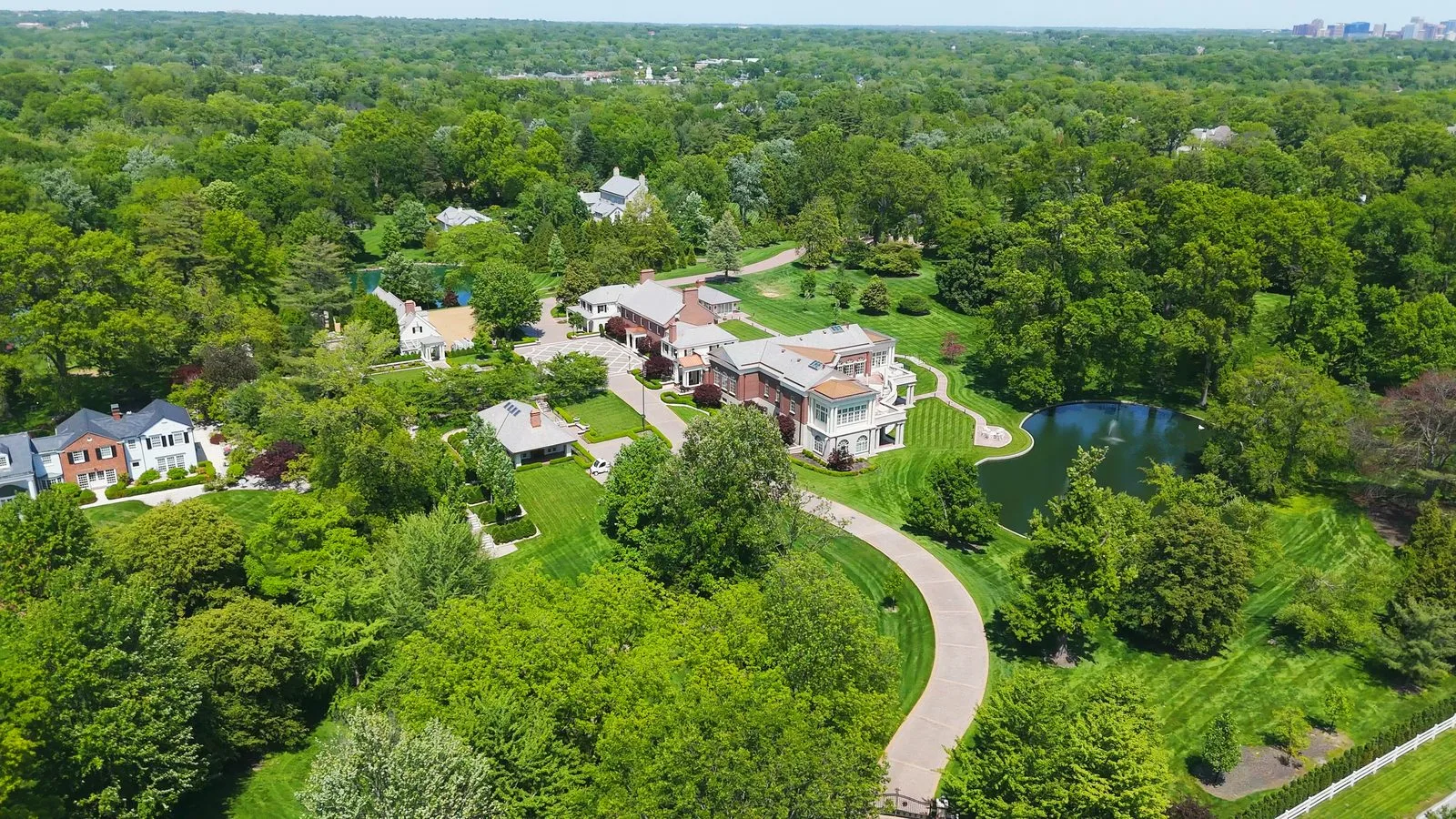 Aerial view of the David Steward estate on South Warson Road in Ladue, Missouri