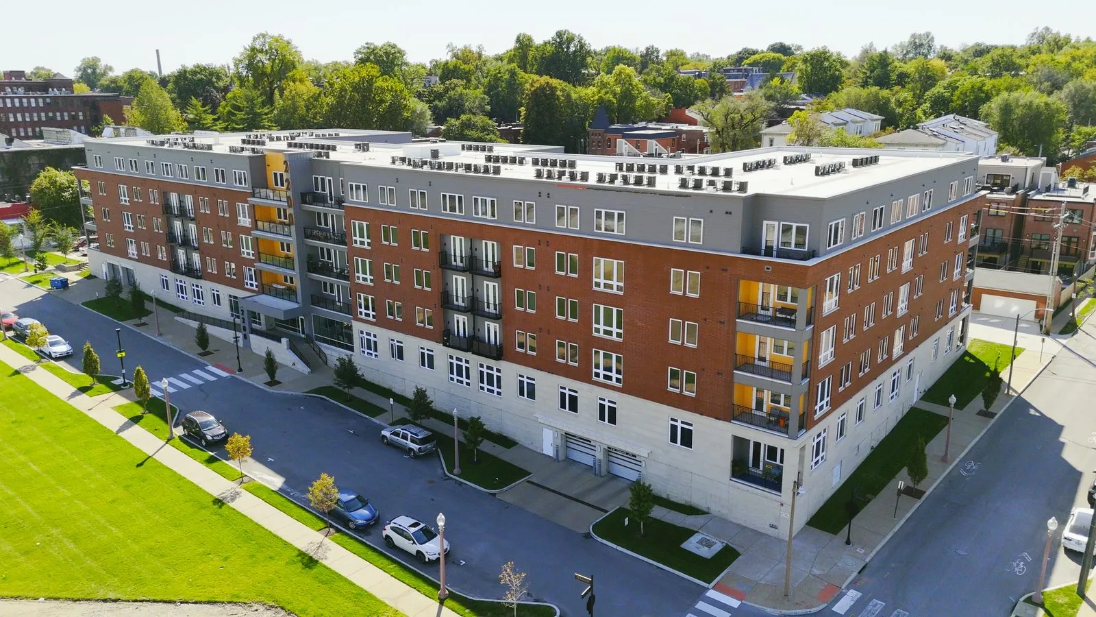 Aerial view of the newly built apartment complex on LaSalle Street in Lafayette Square