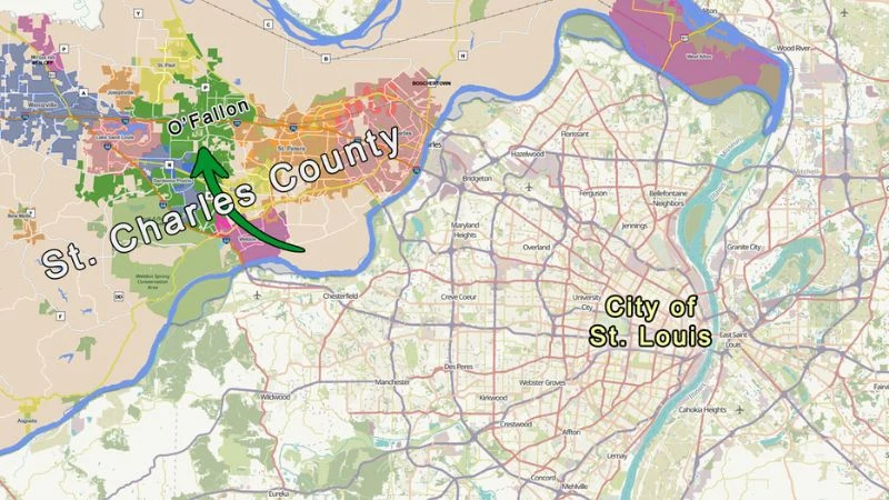 Map of the St. Louis Metro Area_ St. Louis City, St. Louis County, St. Charles County, and parts of Illinois