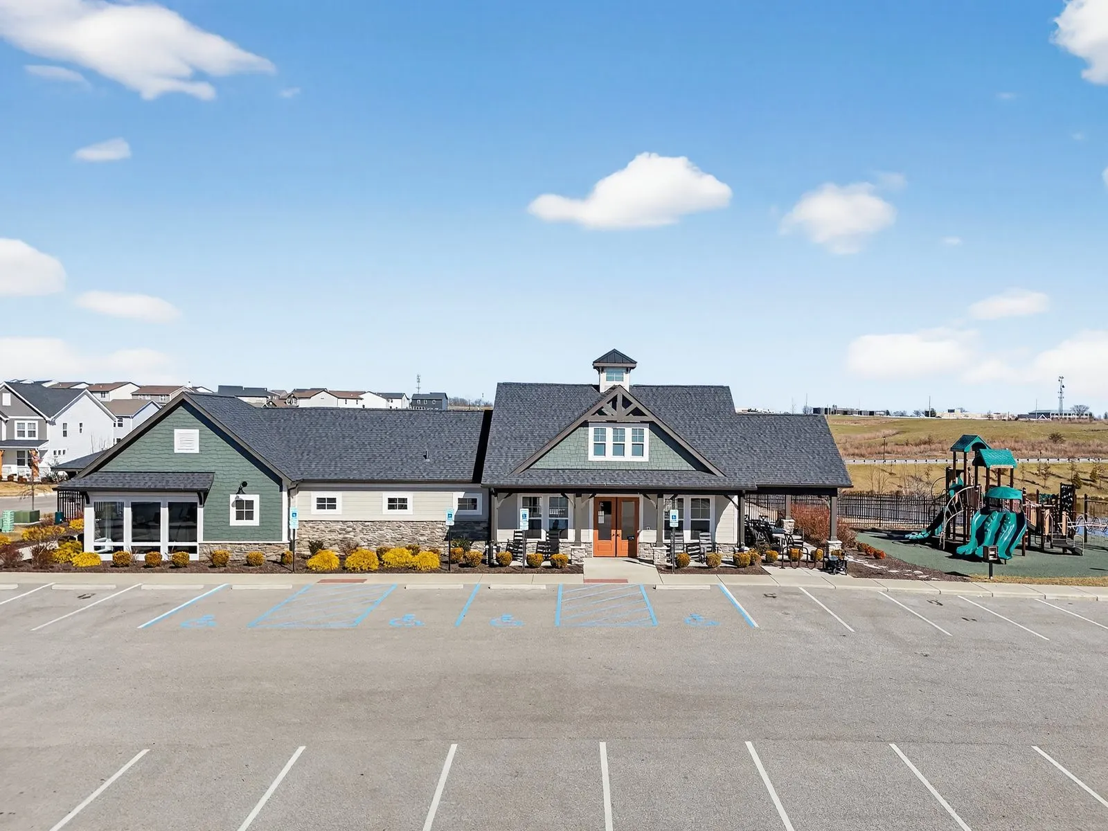 Neighborhood clubhouse and playground at the Streets of Caledonia in O'Fallon, Missouri
