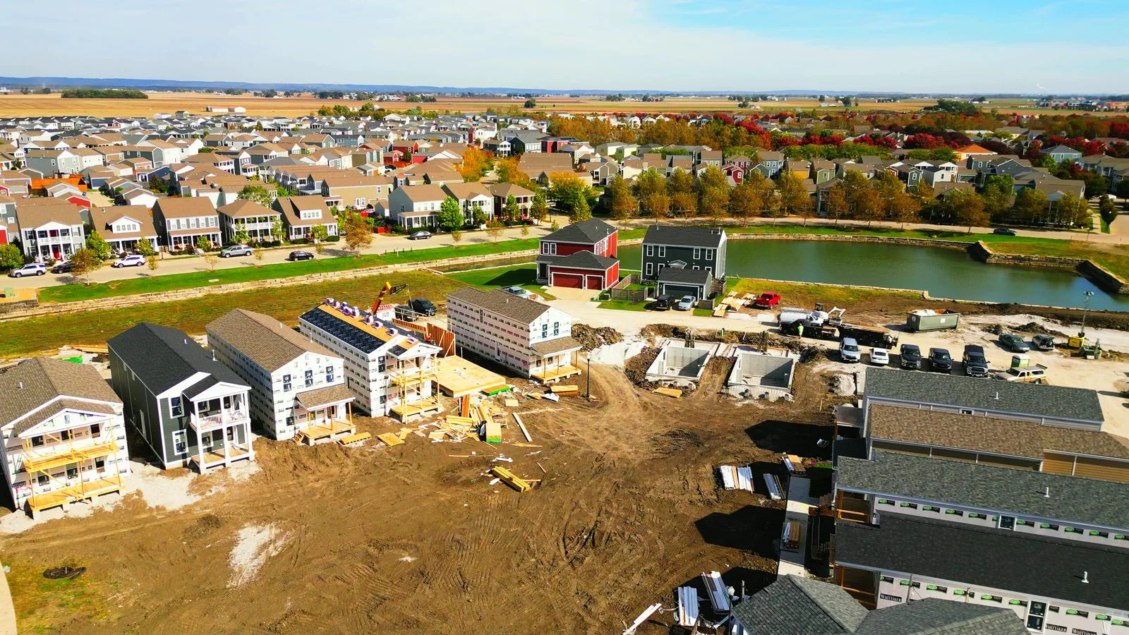 Homes under construction in Phase 11, the newest section of New Town