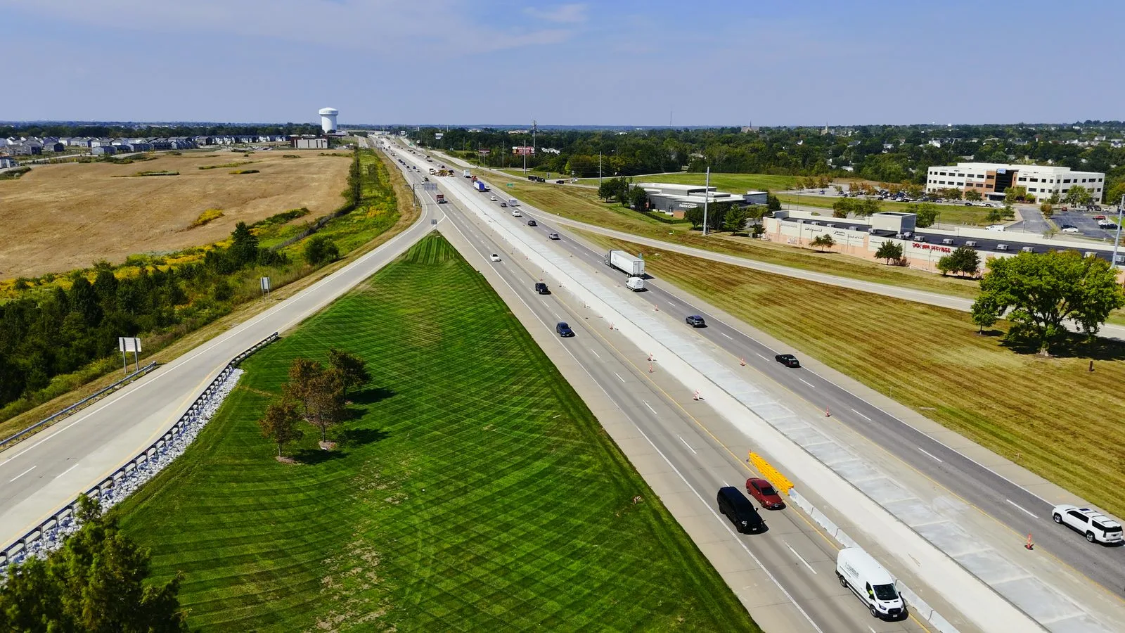 Aerial view of the Interstate 64/40 interchange at the WingHaven Boulevard exit in O'Fallon, MO