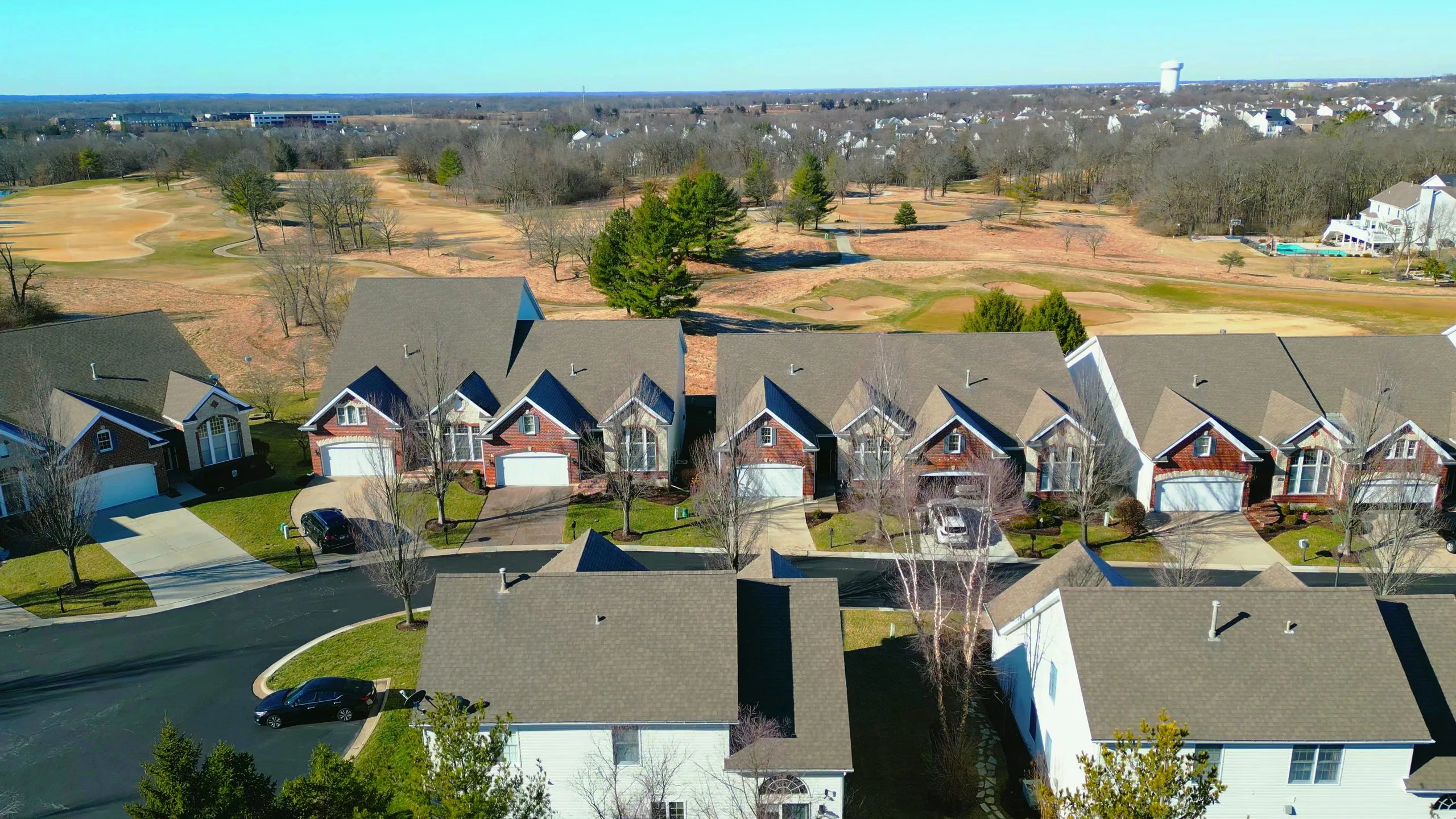 Attached villas on a gated street along the golf course in WingHaven in O'Fallon, Missouri