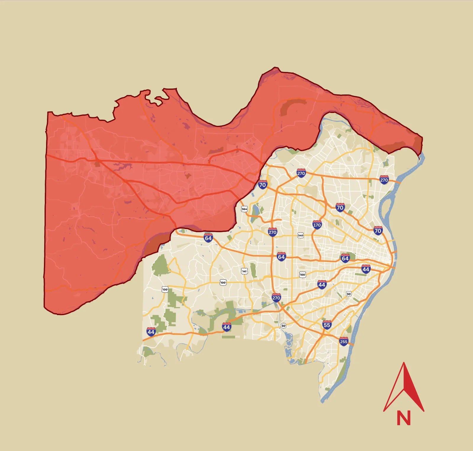 Map of St. Charles County neighborhoods