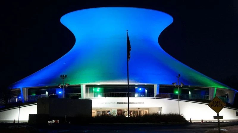 St. Louis Science Center Planetarium at night