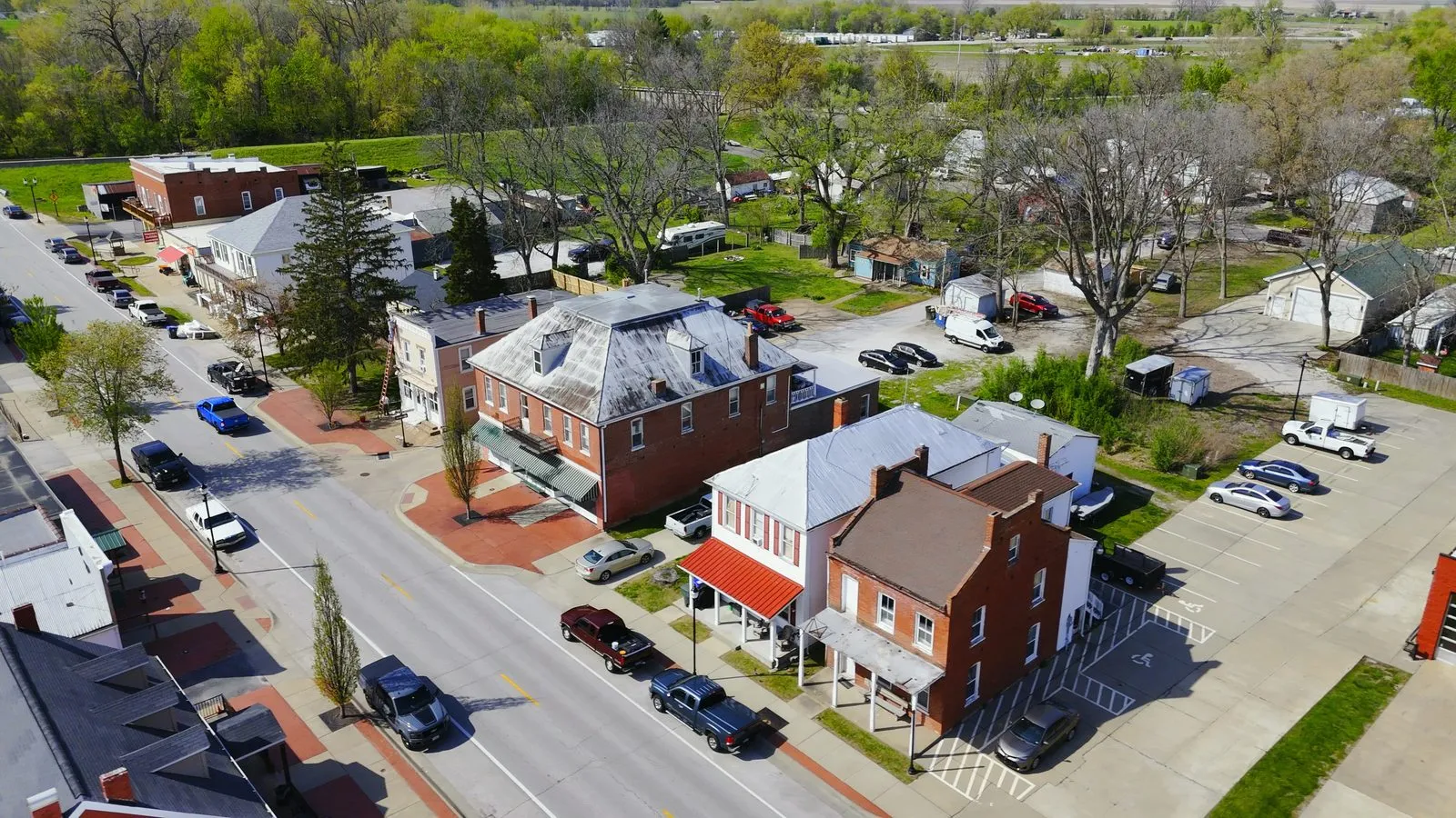 Small shops along Main Street in historic St. Peters, Missouri