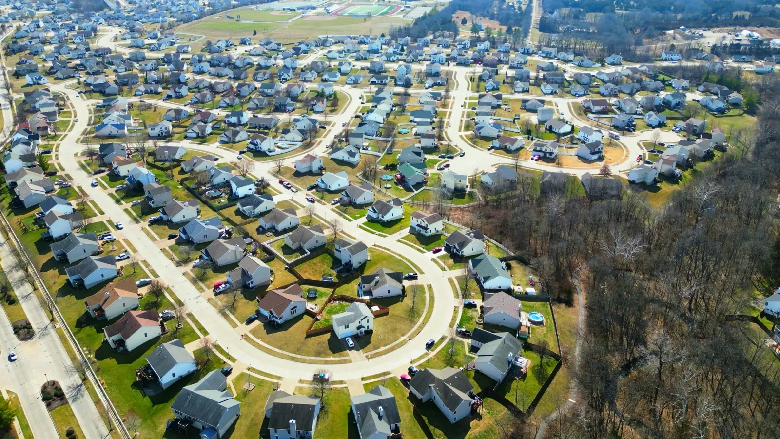 Aerial view of the Stone Meadows neighborhood in Wentzville, Missouri