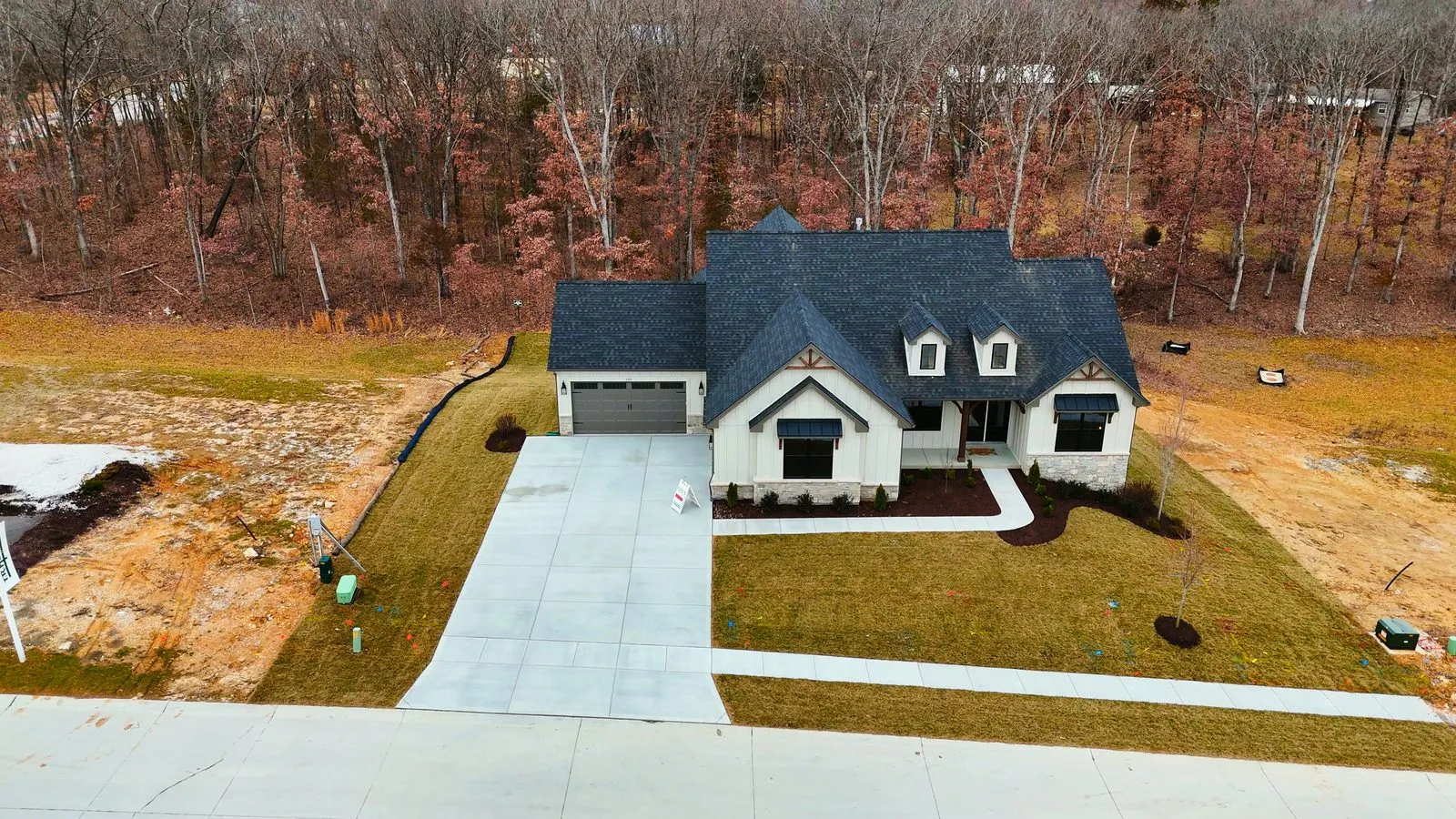 Aerial view of a TR Hughes display home at Arbor Valley in Wentzville, Missouri