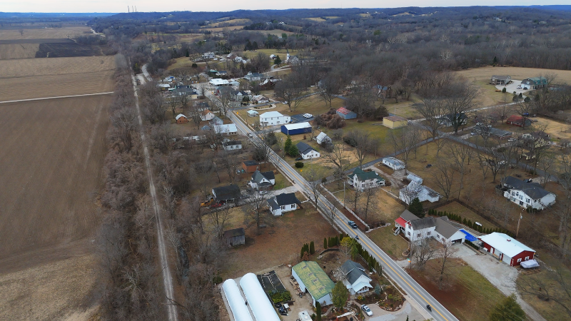 Defiance Town Center along Route 94 and Katy Trail running parallel