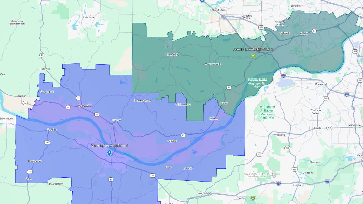 Francis Howell vs Washington School District map (2) Francis Howell vs Washington School District map (2)