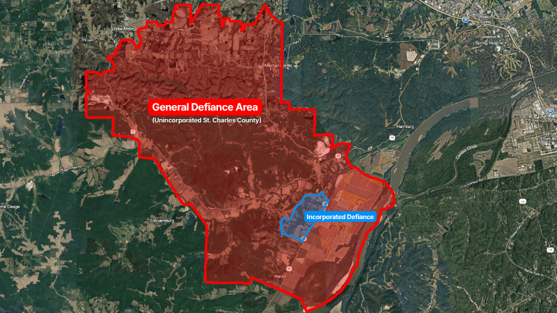 Incorporated vs unincorporated defiance missouri (1) Map of incorporated Defiance MO