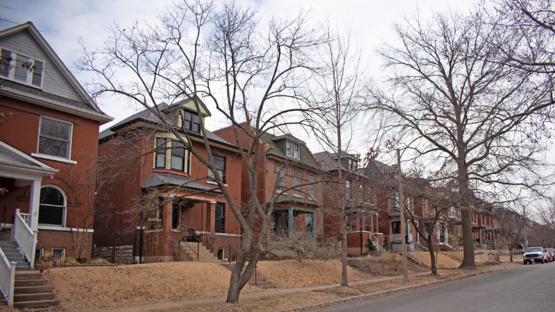 single-family brick Victorian houses